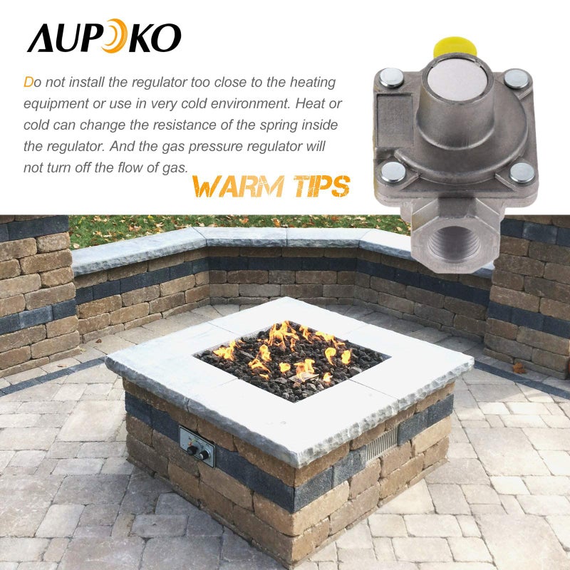 Aupoko 3/8" Natural Gas Regulator, 3/8" -18 NPT Natural Gas Low Pressure Regulator, Fits for NG Gas NPT Natural Gas Low Pressure Regulator with Gas Line Pipe Thread Tape - Image 4